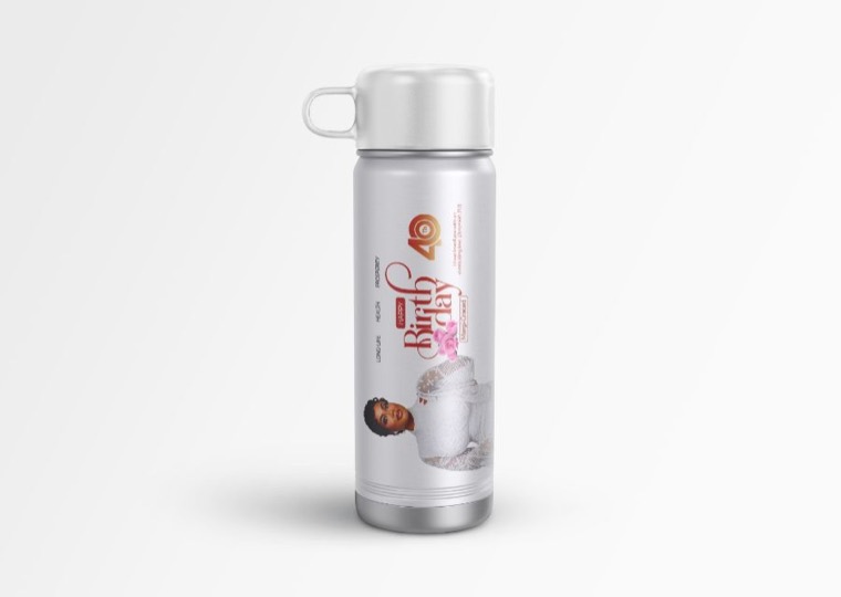 Branded flask and paper bags